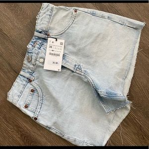 ZARA slit straight high rise shorts